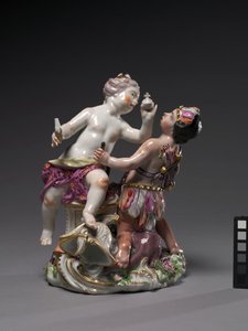 Európa és Amerika, a Chelsea Porcelain Factory által gyártott, 1760 körül alkotó: English School