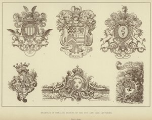 Példák a XVII és XVIII. század heraldikai terveire (litho) alkotó: English School