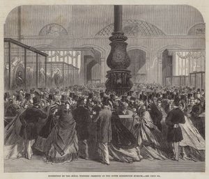 Királyi esküvői ajándékok kiállítása a South Kensington Múzeumban (metszet) alkotó: English School