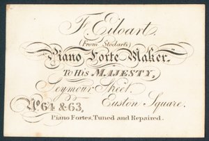 F Eiloart, piano forte készítő, kereskedelmi kártya alkotó: English School