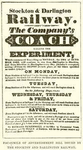 Fac-Simile of Advertisement Bill által kiadott Stockton and Darlington Railway alkotó: English School