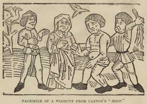 Fametszet fakszimile Caxton „Aesop” című művéből (metszet) alkotó: English School