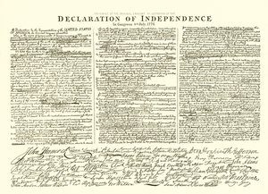 Thomas Jefferson 1776. július 4-i Kongresszusi Függetlenségi Nyilatkozat eredeti tervezetének fakszimile alkotó: English School