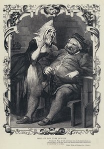 Falstaff és Dame Quickly, Windsor víg asszonyai, ii. felvonás, 2. jelenet (metszet) alkotó: English School