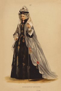 Jelmezes ruhák: Brionne-i özvegyasszony (színes litográfia) alkotó: English School