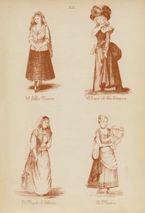 Jelmezes ruhák: A birodalom ruhája, Athéni szobalány, Zene (litográfia). alkotó: English School