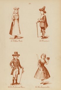 Jelmezes ruhák: Pillar Post, puritán, Old Fashioned Bean, Harlekinette (litó). alkotó: English School