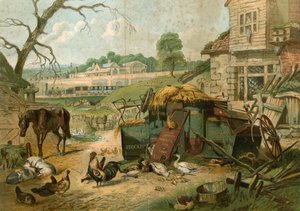 Farmyard a St Pancras pályaudvarral a háttérben alkotó: English School