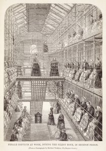 Női elítéltek munkahelyen a néma órában a brixtoni börtönben, A londoni bűnügyi börtönökből és Henry Mayhew (1812-87) és John Binny jelenetei a börtönből, 1860 alkotó: English School