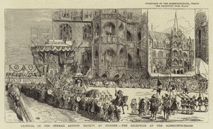A Német Művészek Társaságának Fesztiválja Meisseniben, fogadás az Albrechtschlossban (metszet) alkotó: English School