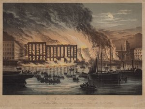 Tűz a London Bridge közelében alkotó: English School