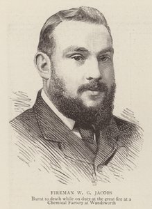 W G Jacobs tűzoltó (metszet) alkotó: English School