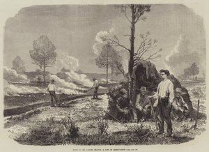 Tüzek a franciaországi Landesben, megfigyelőhely (metszet) alkotó: English School