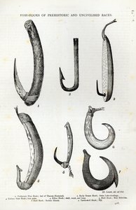 Őskori és civilizálatlan fajok horgai, a „Szabadidő órából”, 1888 (metszet)