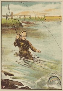 Forellenfischen (farbiger Stich) von English School