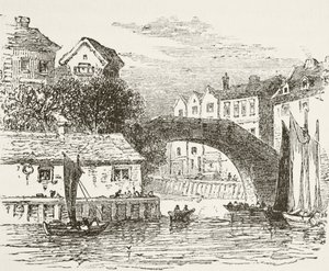 Fleet Bridge, London a 17. században, William Hickman Smith Aubrey (1858-1916) „Anglia nemzeti és hazai története” című könyvéből, London, 1890 körül. alkotó: English School