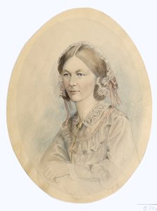 Florence Nightingale, Lenthall fényképe után, 1956 (ceruza és mosás papíron) alkotó: English School