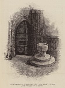 Az epworthi Szent András-templom kútja, ahol John Wesley-t megkeresztelték (metszet) alkotó: English School