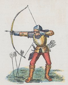 Lábíjász hosszú íjjal alkotó: English School