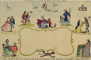 Foress Courting Envelope, kocsma. Fores urak, 1840 körül alkotó: English School