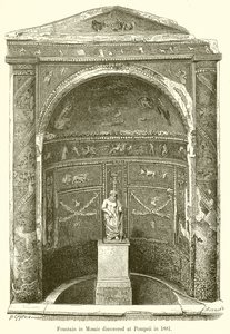 A mozaik szökőkutat 1881-ben fedezték fel Pompejiben alkotó: English School
