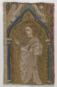Orphrey töredéke (vászon, selyem és arany cérna) alkotó: English School