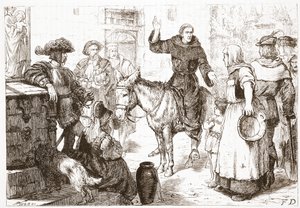 Francis Lambert prédikáció, illusztráció: James Aitken Wylie (1808-1890) A protestantizmus története című könyvéből, pub. 1878 alkotó: English School
