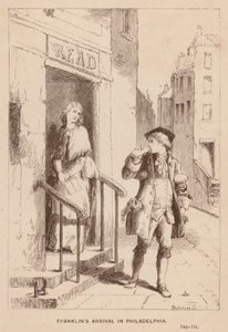 Franklin megérkezése Philadelphiába (metszet) alkotó: English School