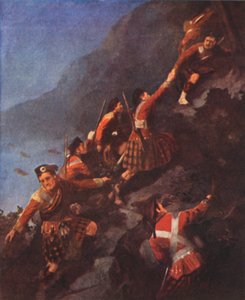 Fraser Highlanders rohamozza a Quebec-i magaslatokat (színes lithó) alkotó: English School