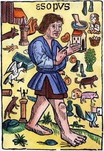 Aesop ""Fables"-jának előlapja, William Caxton (1422? - 1491) Angliában nyomtatott kiadásai. alkotó: English School