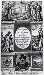 Frontispiece to Francis Bacons Az élet és halál története, 1638-ban alkotó: English School