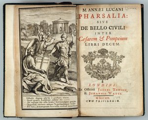 Marcus Annaeus Lucan (Kr. u. 39-65) Pharsalia vagy A polgárháború Caesar és Pompeius festménye, J. Cole metszete, 1719 alkotó: English School