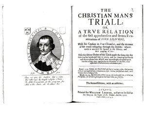 John Lilburne (1614-57 körül) A Christian Mans Trial frontispiece 1641 alkotó: English School