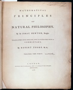 Sir Isaac Newton (1642-1727) A természetfilozófia matematikai alapelvei I. kötetének előlapja, 1777 alkotó: English School