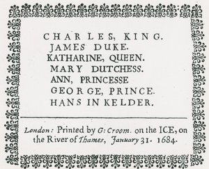 Fagyvásár a Temzén, nyomtatott szuvenír II. Károly királynak és családjának, 1684 alkotó: English School