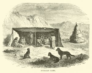 Fuegian tábor, Tierra del Fuego, 1890 alkotó: English School