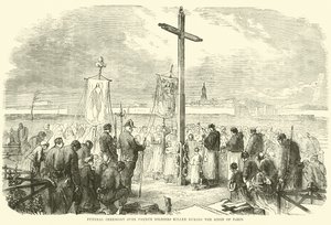 Temetési szertartás Párizs ostroma alatt elesett francia katonák felett, 1870. október alkotó: English School