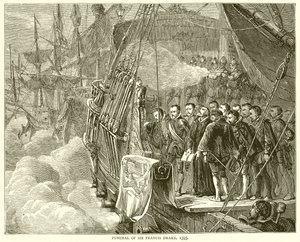 Sir Francis Drake temetése, 1595 alkotó: English School