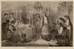 Egy spanyol gyermek temetése Arragóniában (metszet) alkotó: English School