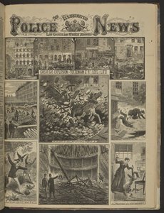 NAGY GÁZROBBANÁS A TOTTENHAM CT-BEN. LOSS OF LIFE.", Illustrated Police News alkotó: English School