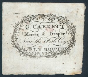 G Carkett, kereskedő és drapéria, kereskedelmi kártya alkotó: English School