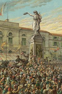 Garibaldi leleplezi a Mentana-emlékművet Milánóban alkotó: English School