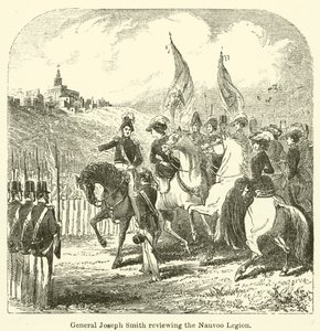 Joseph Smith tábornok áttekinti a Nauvoo Légiót (metszet) alkotó: English School