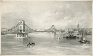 A Hungerford és a Lambeth függő lábhíd általános képe alkotó: English School