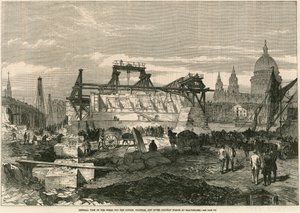A londoni, chathami és doveri vasúti híd munkáinak általános képe, Blackfriars, London alkotó: English School