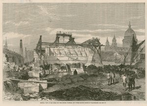 A londoni, chathami és doveri vasúti híd munkáinak általános képe, Blackfriarsben alkotó: English School