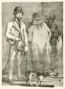 George Dyball, egy vak koldus, jelentős hírnévvel és kutyája, Nelson alkotó: English School
