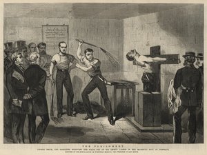 George Smith, a harisnyakötő, harminc korbácsütéséből a hatodikat kapja alkotó: English School