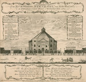 George Whitfields új kápolna és alamizsnaházak a Tottenham Court Roadon, London, 1764 alkotó: English School