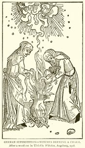 Német babona – Boszorkányok varázst készítenek. Egy favágás után az Ulrichs Witches-ben, Augsburgban, 1508 alkotó: English School